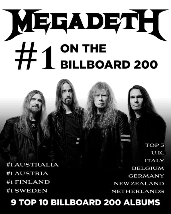Новый альбом группы MEGADETH поднялся на вершину чартов